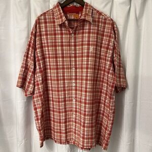 Rocawear Men's 2XL Plaid SS Button Up Shirt Red Yellow Check Hip Hop EXCELLENT‎